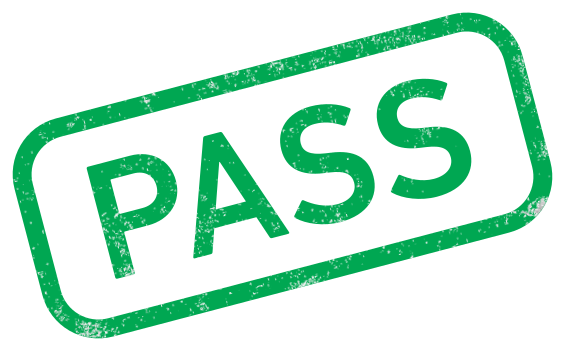 Green pass stamp showing successful EMC test certification compliance