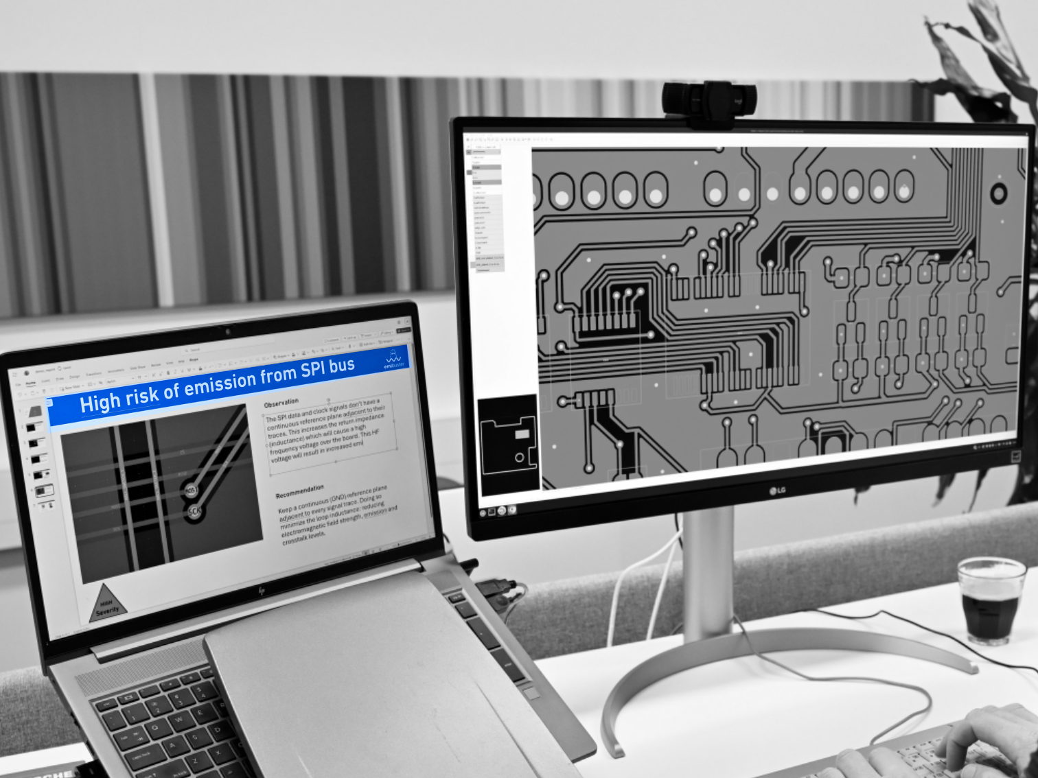 PCB design audit - rapport en ontwerp op het scherm